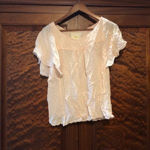 Pale Pink Maeve flutter sleeve Swiss dot blouse 10